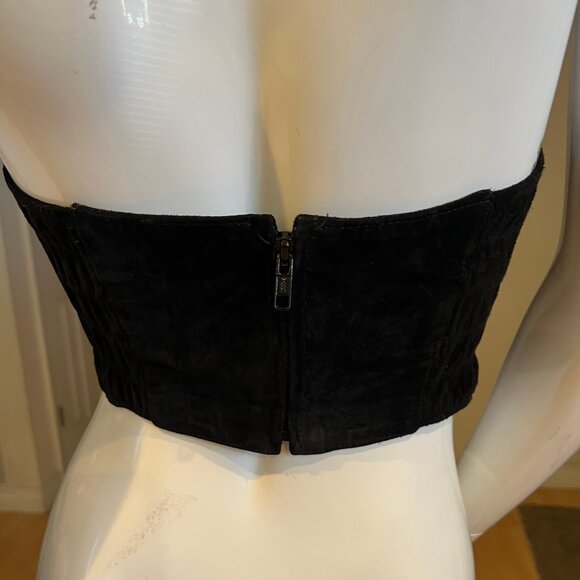 Y2K 90'S FIRENZE SANTA BARBARA SUEDE BUSTIER TOP SIZE S SMALL - Picture 2 of 5